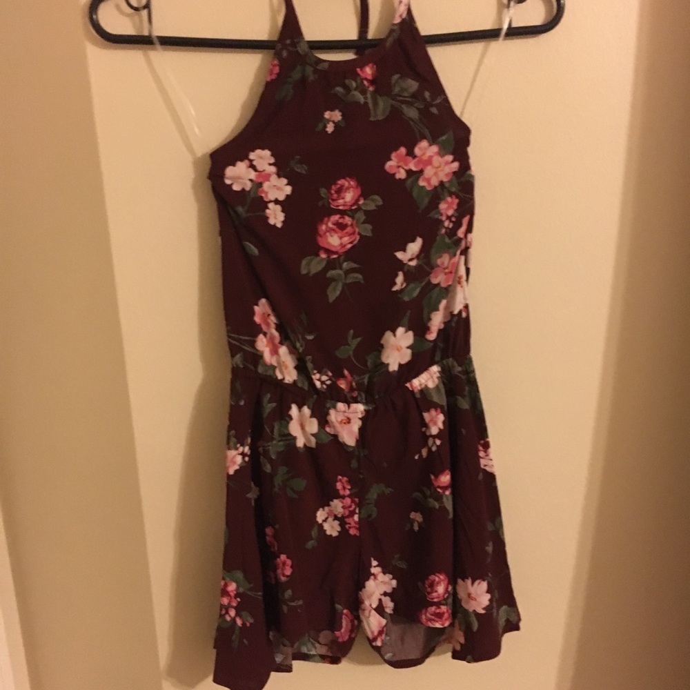 Cute Maroon floral romper for girls